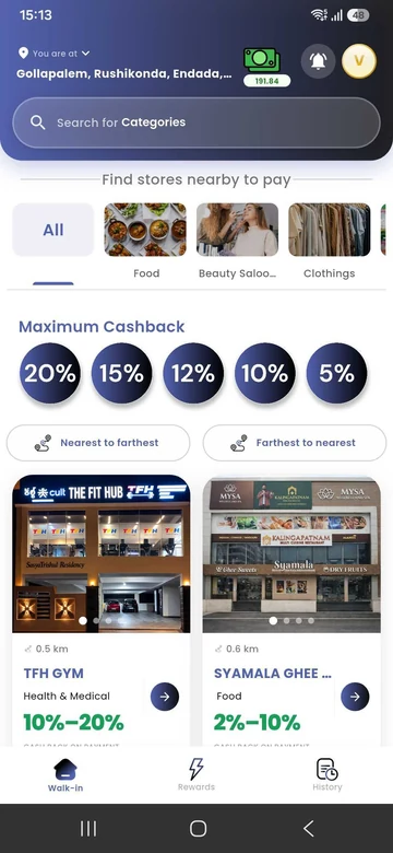 Payzo offers nearby phone screen