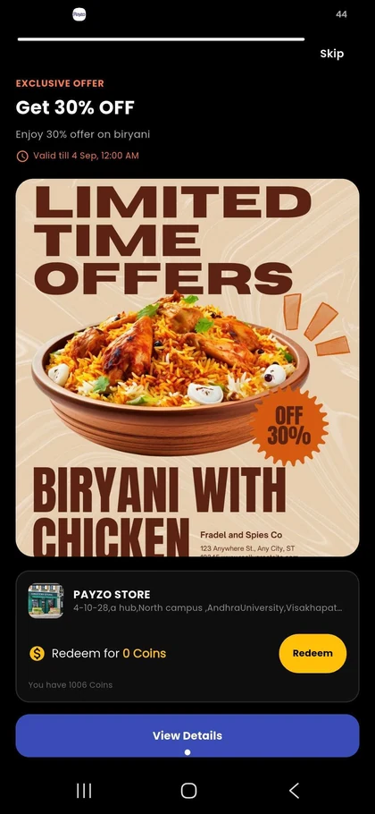 Redeem exclusive offer on Payzo